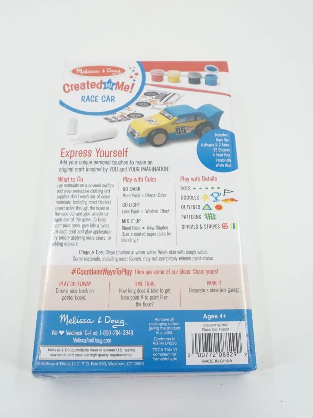 NEW! Melissa & Doug Decorate Your Own Wooden Race Car NEW SEALED